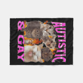 Autistic And Gay Funny Cat Meme Bootleg Graphic  フリースブランケット (正面(横))