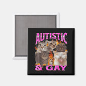 Autistic And Gay Funny Cat Meme Bootleg Graphic  マグネット (正面/裏面)