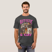 Autistic and Gay Funny Cat Meme Bootleg retro Tシャツ (正面フル)