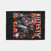 Autistic And Gay Funny Hard Skeleton Meme Bootleg  フリースブランケット (正面(横))