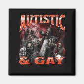 Autistic And Gay Funny Hard Skeleton Meme Bootleg  マグネット (正面)