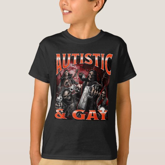 Autistic And Gay Funny Hard Skeleton Meme Bootleg  Tシャツ (正面)