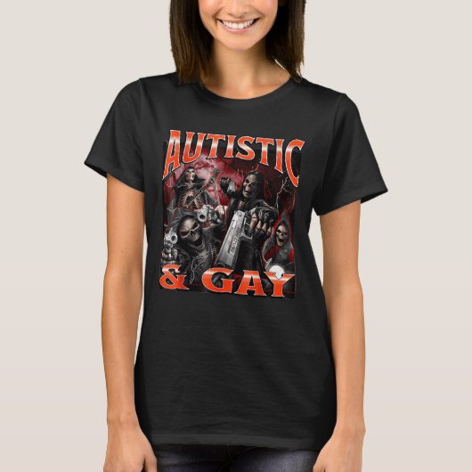 Autistic And Gay Funny Hard Skeleton Meme Bootleg  Tシャツ (正面)