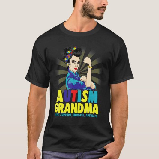 Autistic Autism Awareness Grandma Strong Shirts Wo Tシャツ (正面)