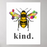 Autistic | Autism Be Kind Beekeeper Puzzle Piece ポスター<br><div class="desc">Autistic | Autism Be Kind Beekeeper Puzzle Piece</div>