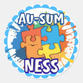 Autistic Awareness stickers ラウンドシール (正面)
