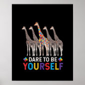 Autistic|Dare To Be Different Giraffe Puzzle Piece ポスター (正面)