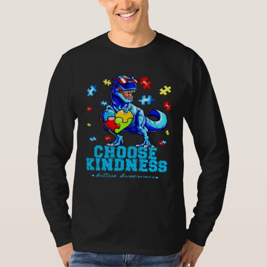Autistic Pride Day Dinosaur TRex Choose Kindness M Tシャツ (正面)