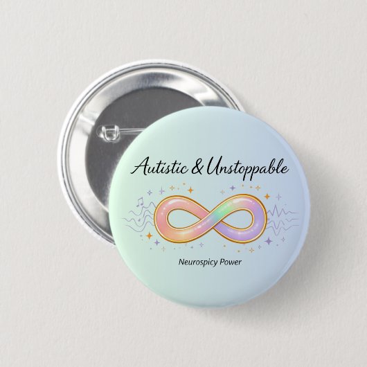 Autistic Unstoppable Pastel Infinity Symbol Gift 缶バッジ (正面&裏面)