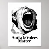 Autistic Voices Matter | B&W Text Scream Design ポスター (正面)