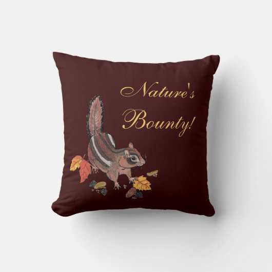 Autmn Chipmunk～nature's bounty pillow クッション (正面)
