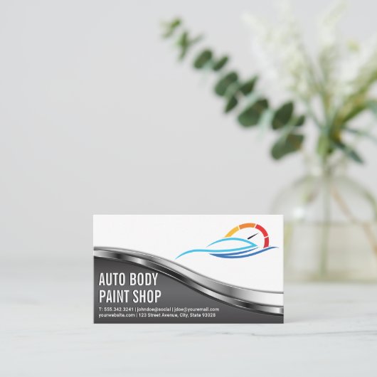 Auto Body Shop | Car Service Logo 名刺 (スタンド正面)