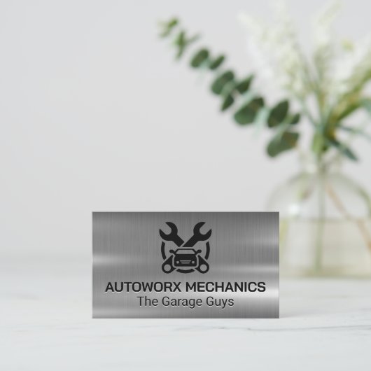 Auto Car Repair Services Icons | Metallic 名刺 (スタンド正面)