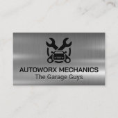 Auto Car Repair Services Icons | Metallic 名刺 (正面)