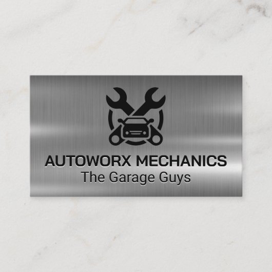 Auto Car Repair Services Icons | Metallic 名刺 (正面)