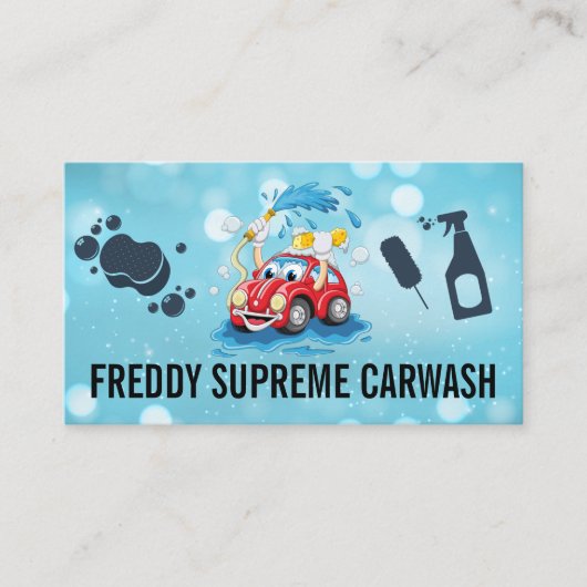 Auto Cartoon Car Wash Cleaningロゴ 名刺 (正面)