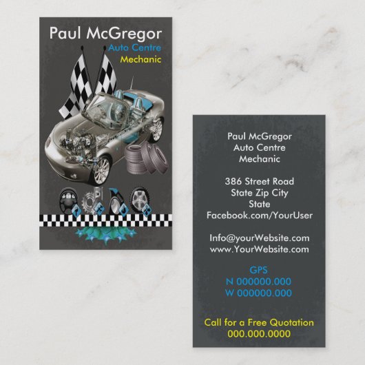 Auto Centre / Mechanic Business Card 名刺 (正面/裏面)