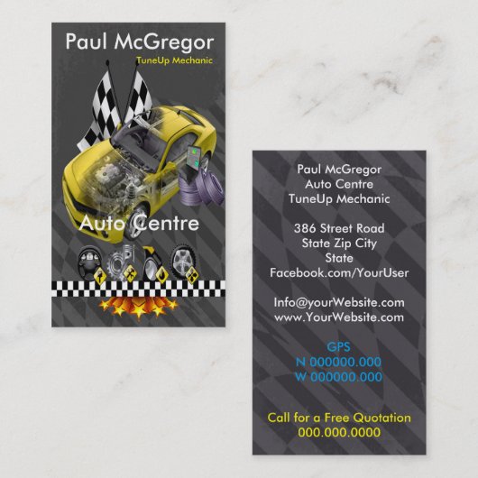 Auto Centre / TuneUp Mechanic Business Card 名刺 (正面/裏面)