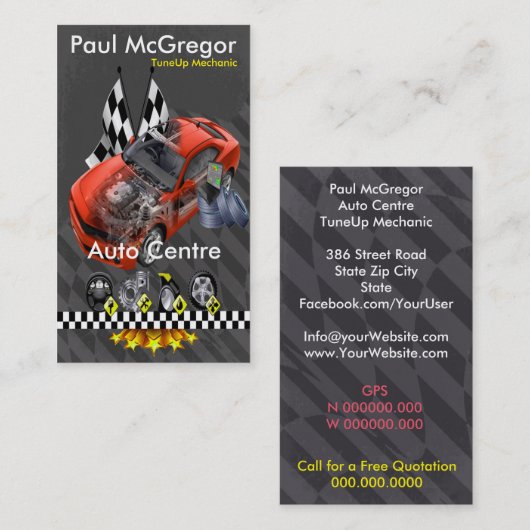 Auto Centre / TuneUp Mechanic Business Card 名刺 (正面/裏面)