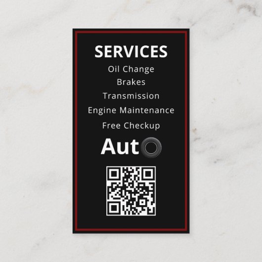 Auto Detailing Automotive Car Repair Red & black 名刺 (裏面)