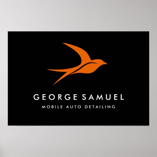 Auto Detailing | Car Repair Shop Flying Bird Logo ポスター (正面)