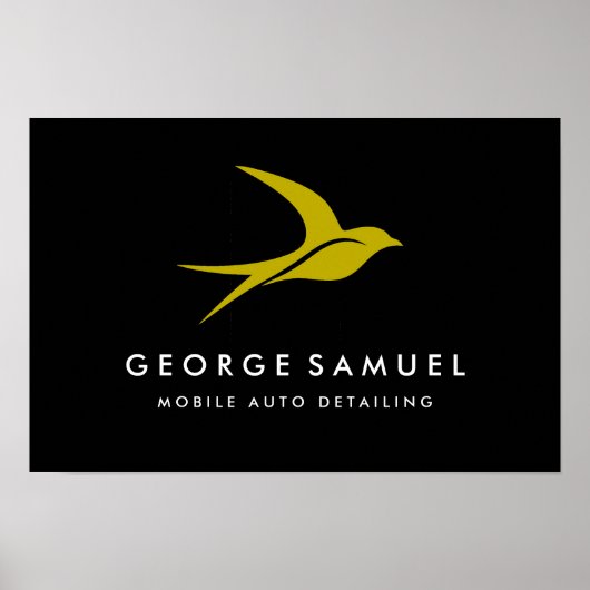 Auto Detailing | Car Repair Shop Flying Bird Logo ポスター (正面)