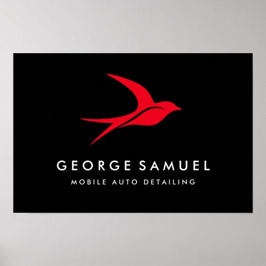 Auto Detailing | Car Repair Shop Flying Bird Logo ポスター (正面)
