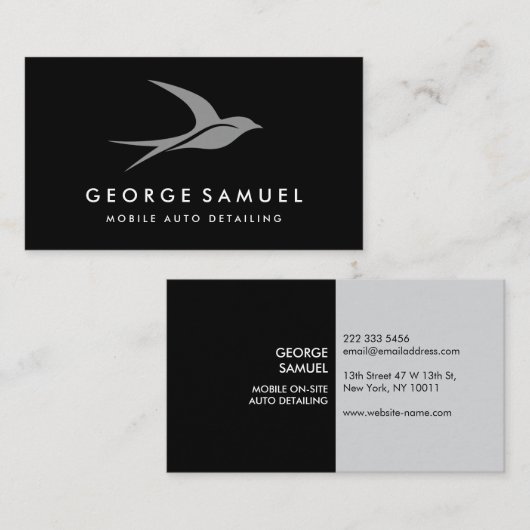 Auto Detailing | Car Repair Shop Flying Bird Logo 名刺 (正面/裏面)