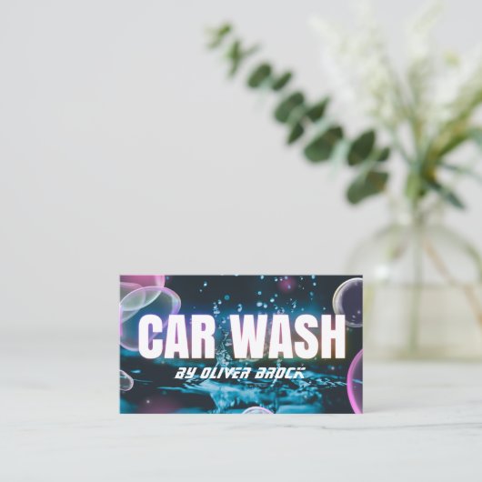 Auto Detailing Car Wash Automotive Neon 名刺 (スタンド正面)
