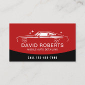 Auto Detailing Red Muscle Car Washロイヤリティ 名刺 (正面)