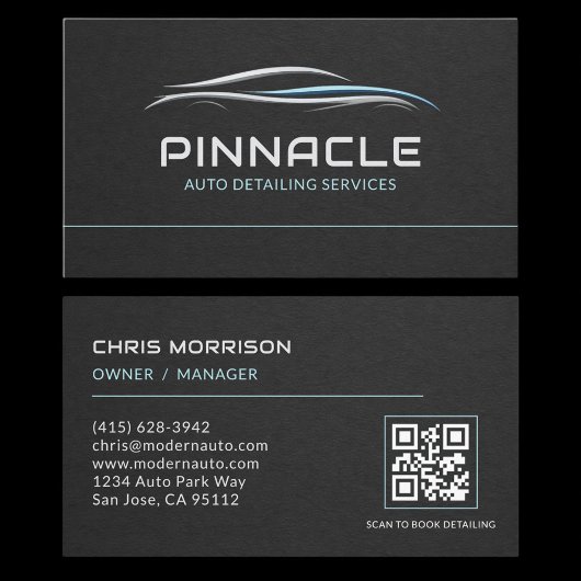 Auto Detailing Services QR Code Professional 名刺