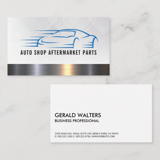 Auto Fast Carロゴ | 金属トリム 名刺 (正面/裏面)