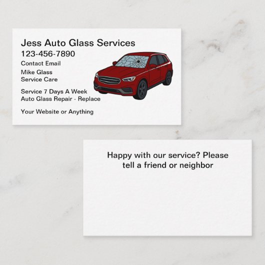 Auto Glass Repair Replace Service 名刺 (正面/裏面)