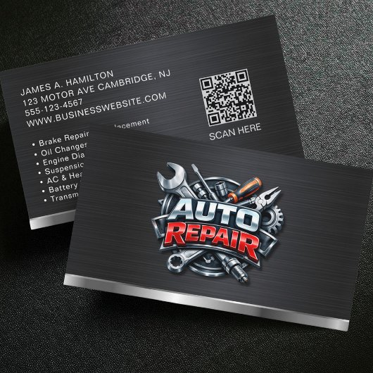 Auto Mechanic Automotive Repair Service QR Code 名刺