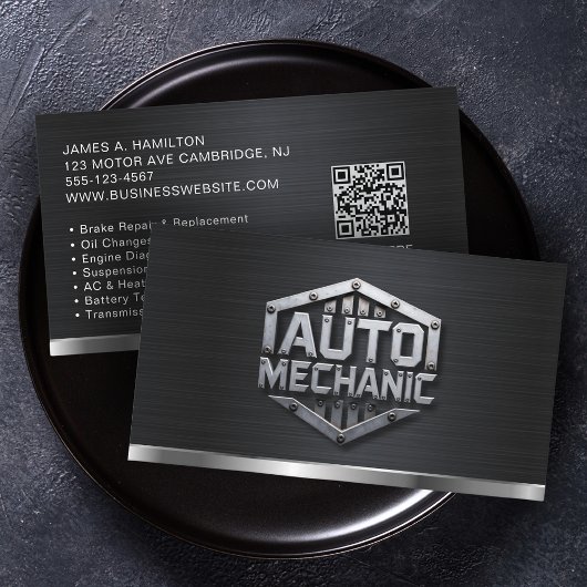 Auto Mechanic Automotive Repair Service QR Code 名刺