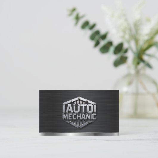 Auto Mechanic Automotive Repair Service QR Code 名刺 (スタンド正面)