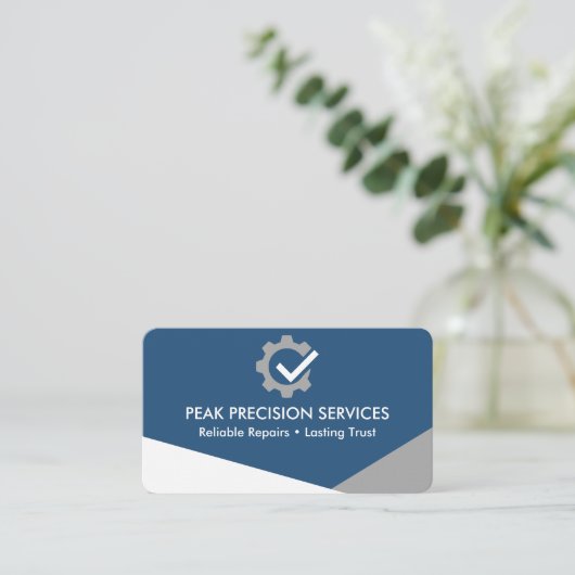 Auto Mechanic Blue QR Code  名刺 (スタンド正面)