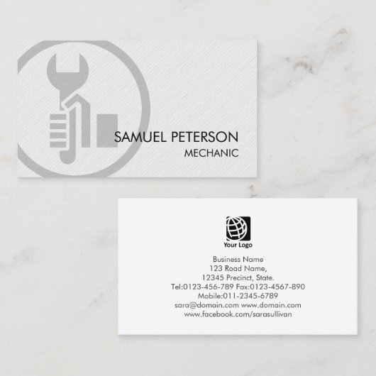 Auto Mechanic Car Wrench Icon 名刺 (正面/裏面)