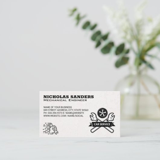 Auto Mechanic Engineers | Car Fix Repair 名刺 (スタンド正面)