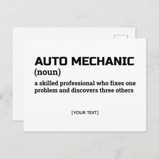 Auto Mechanic – Funny Definition Postcard ポストカード (正面/裏面)