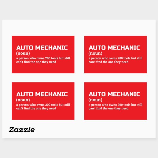 Auto Mechanic Gag Definition Sticker 長方形シール (シート)