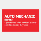 Auto Mechanic Gag Definition Sticker 長方形シール (正面)