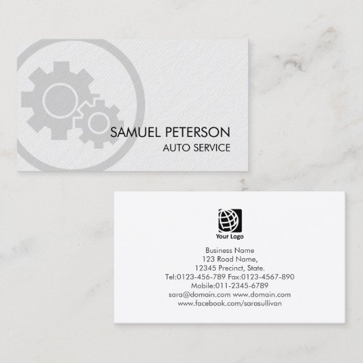 Auto Mechanic Gear Cogs Icon 名刺 (正面/裏面)