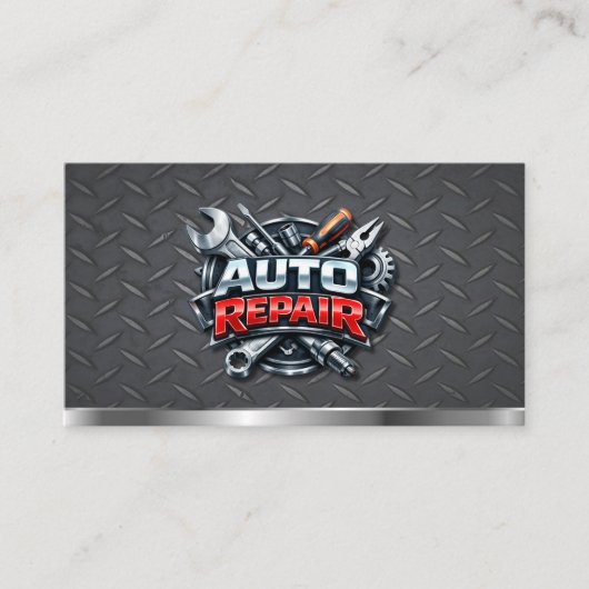 Auto Mechanic Repair Service Automotive QR Code 名刺 (正面)