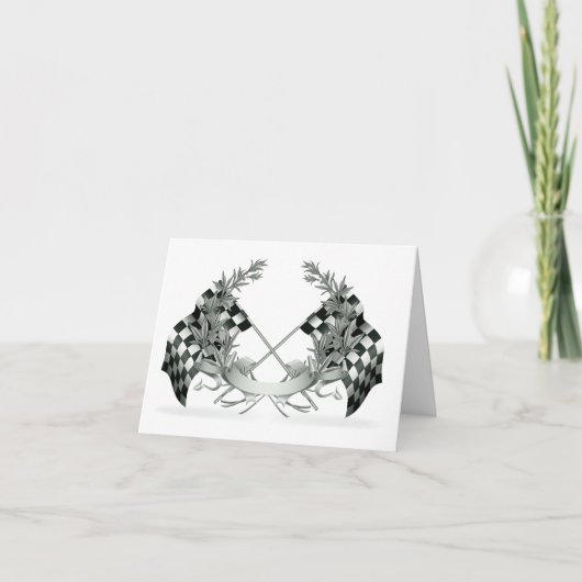 Auto Racing Race Car Thank Or 空白の Note サンキューカード (正面)