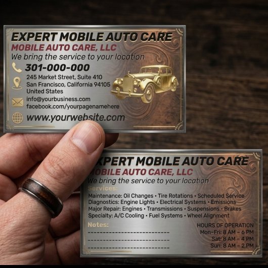 Auto Repair & Car AC Specialist Metal Aluminum  名刺