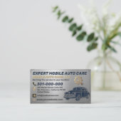 Auto Repair & Car AC Specialist Metal Aluminum  Bu 名刺 (スタンド正面)
