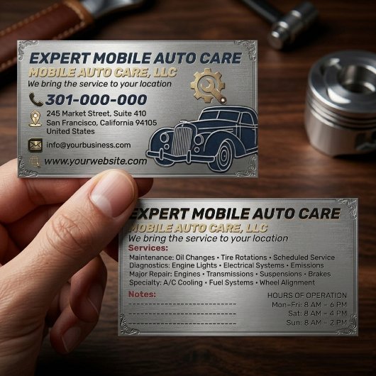 Auto Repair & Car AC Specialist Metal Aluminum  Bu 名刺