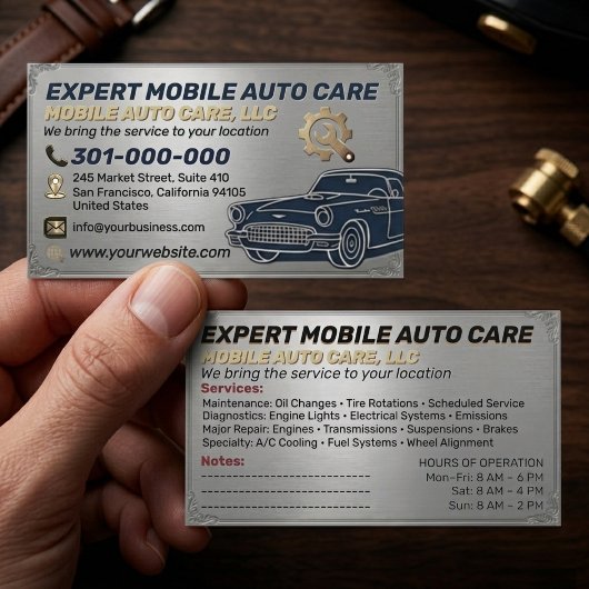 Auto Repair & Car AC Specialist Metal Aluminum  Bu 名刺
