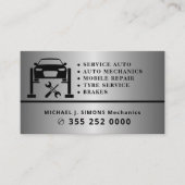 Auto repair professional mechanic silver metal 名刺 (正面)